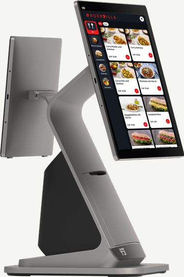 SUNMI T3 mit Kundendisplay und Orderzilla-Menü